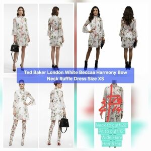 Becca Harmony Floral Ruffle Dress - White with Pink & Green Floral